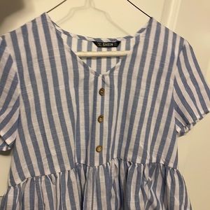 Short sleeve striped blouse with buttons
